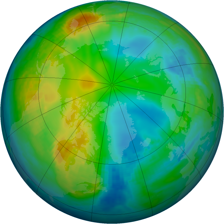 Arctic ozone map for 24 November 1989